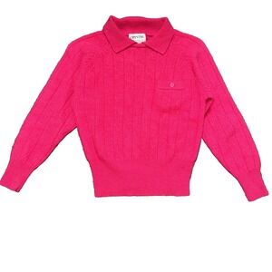 Vintage Crystal Pullover Sweater Lambswool Angora Collared Pink Women's Medium
